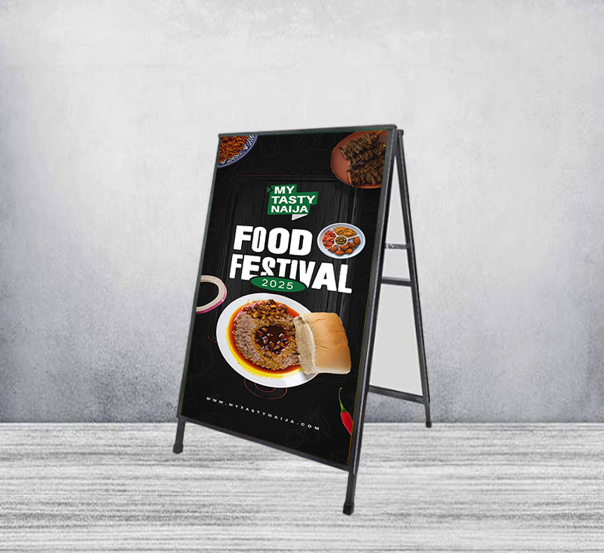 Sandwich Pavement A-frame Sign Board 900mm x 600mm (with Printed Graphics)
