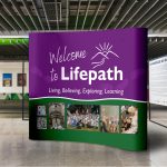 3m x 3m Curved Pop Up Exhibition Backdrop Stand With Printed Magnetic Graphics