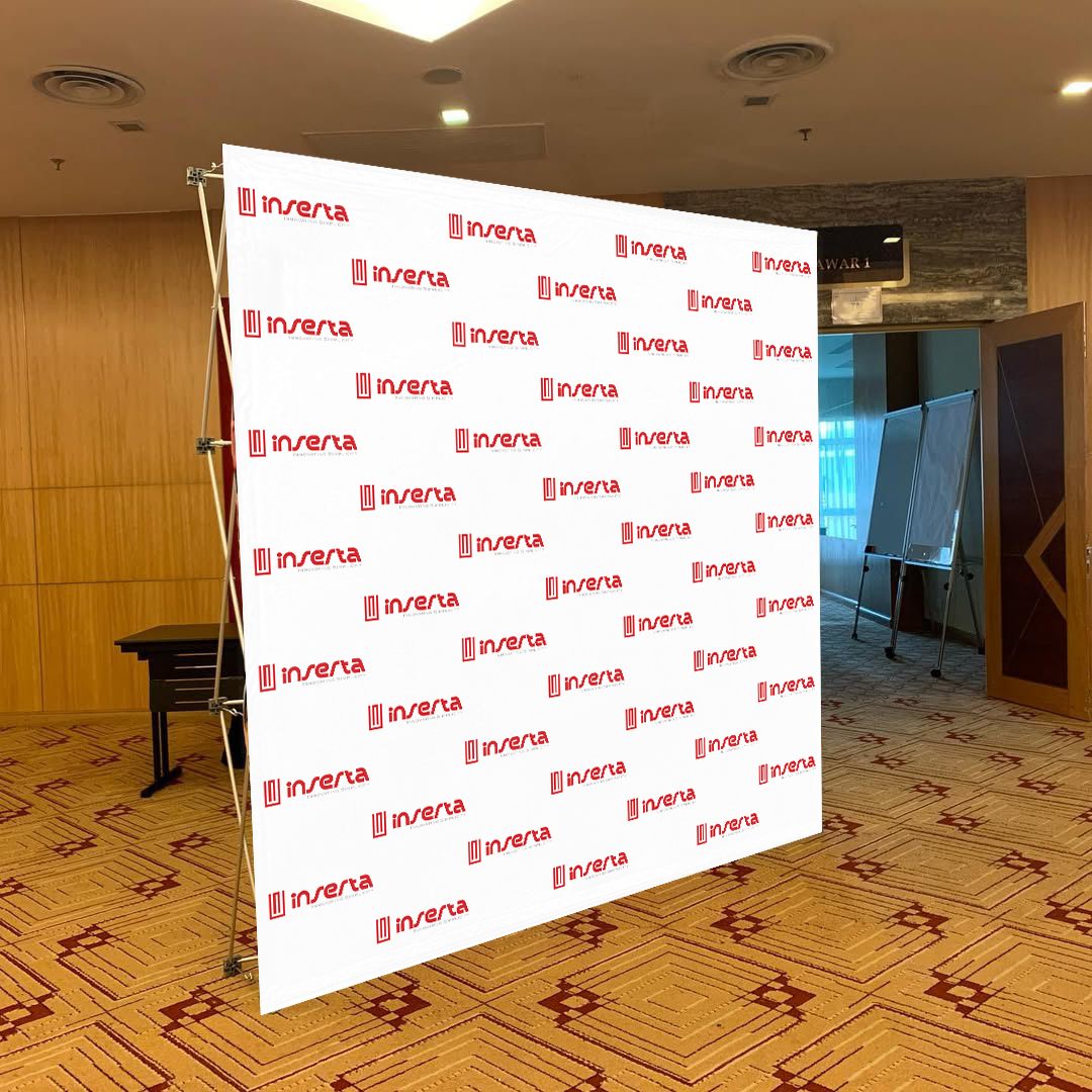 3m x 3m Straight Pop Up Exhibition Backdrop Stand With Printed Fabric Graphics